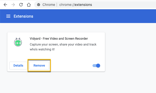Removing the Vidyard extension from your browser