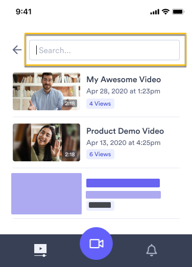 Using the search function in your library on the mobile app