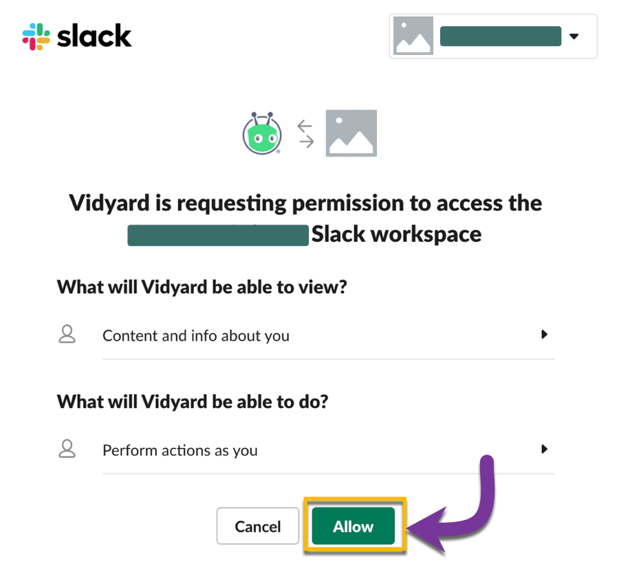 Allowing Vidyard to access your Slack workspace