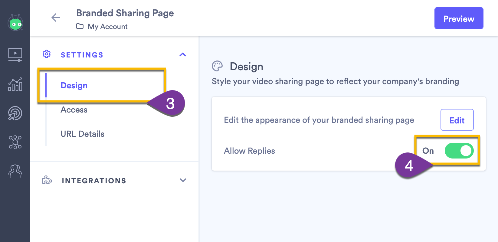 Enabling the Replies setting