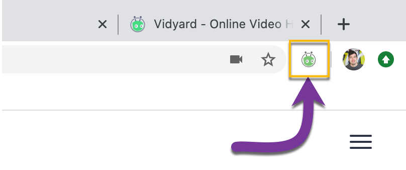 Opening the Vidyard extension in your browser