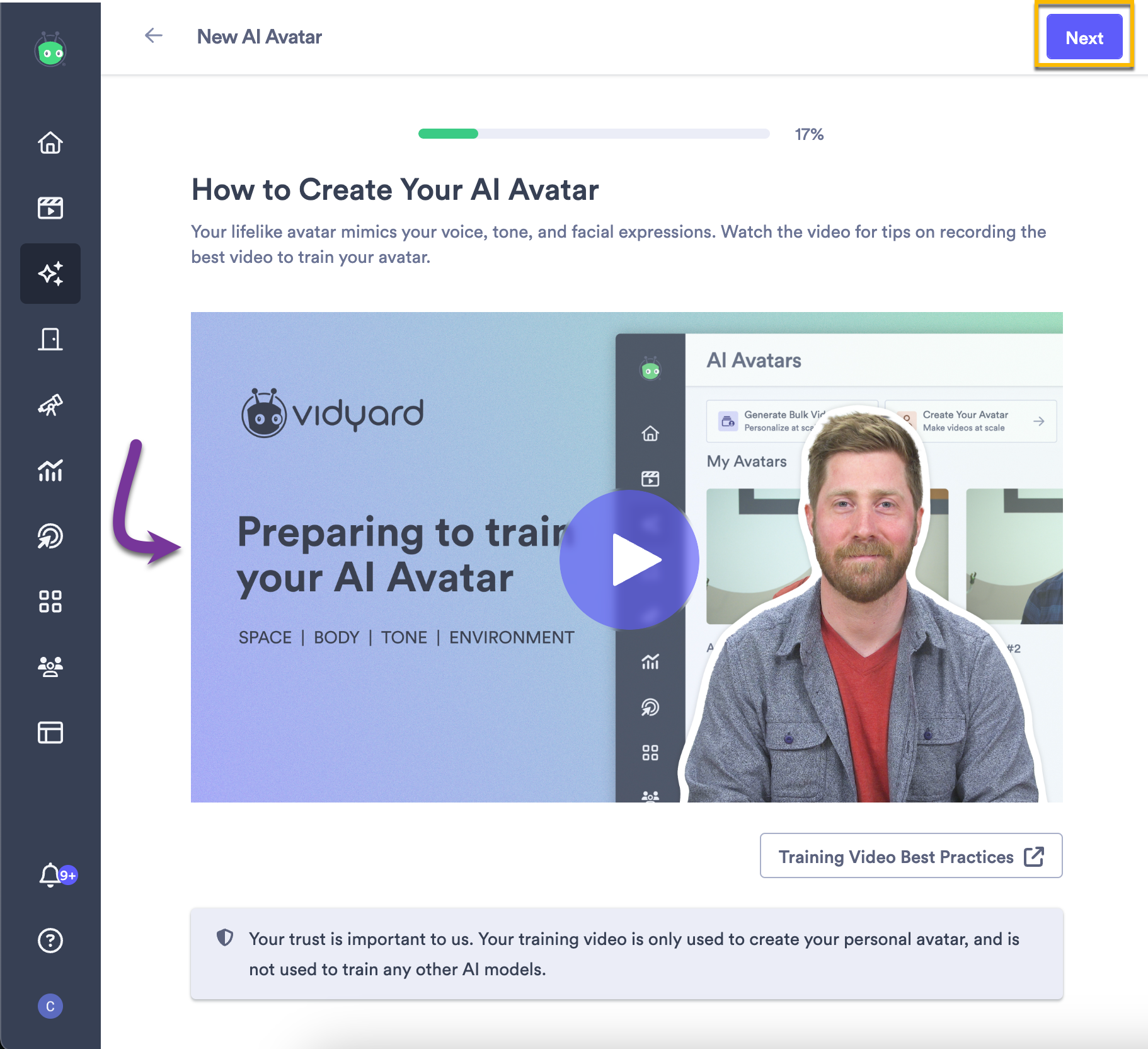 Training walkthrough video with link to more information on best practices