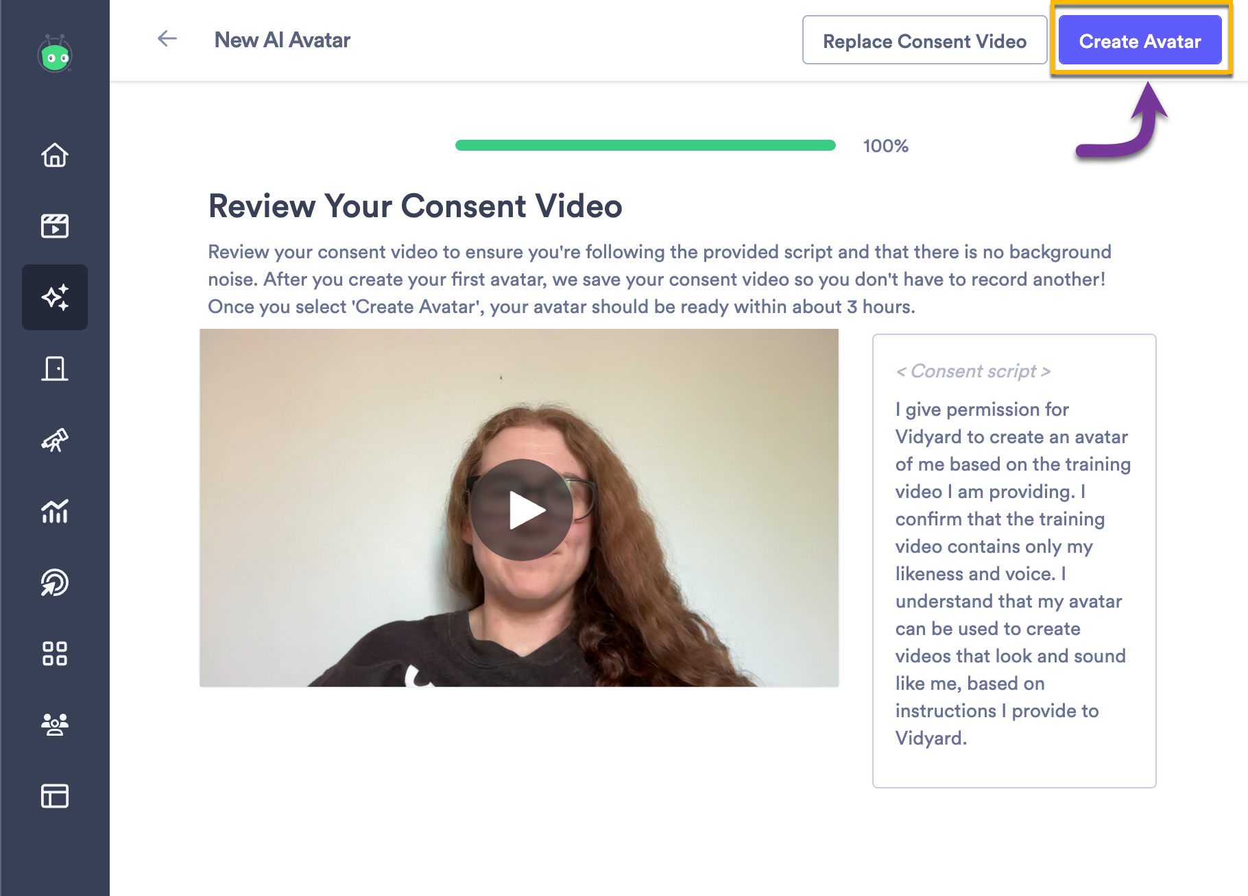Finished consent video with script beside video for reference