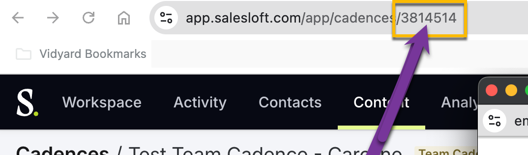 Cadence ID in Salesloft Cadence URL