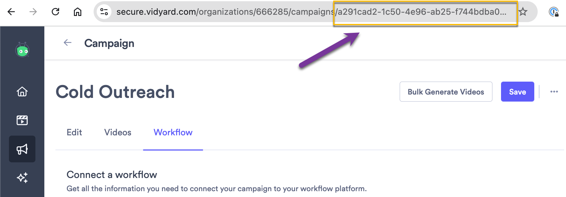 Salesloft campaign ID in campaign URL