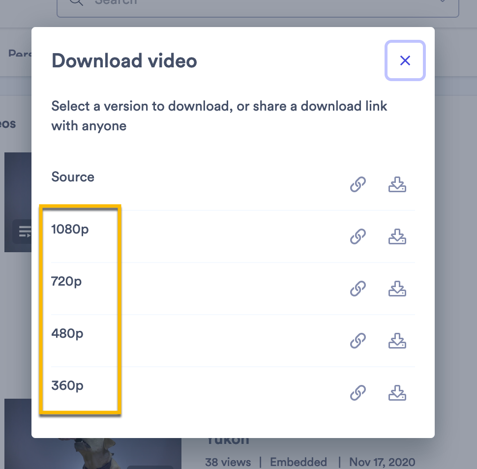 Noting the highest resolution quality that you can download your video