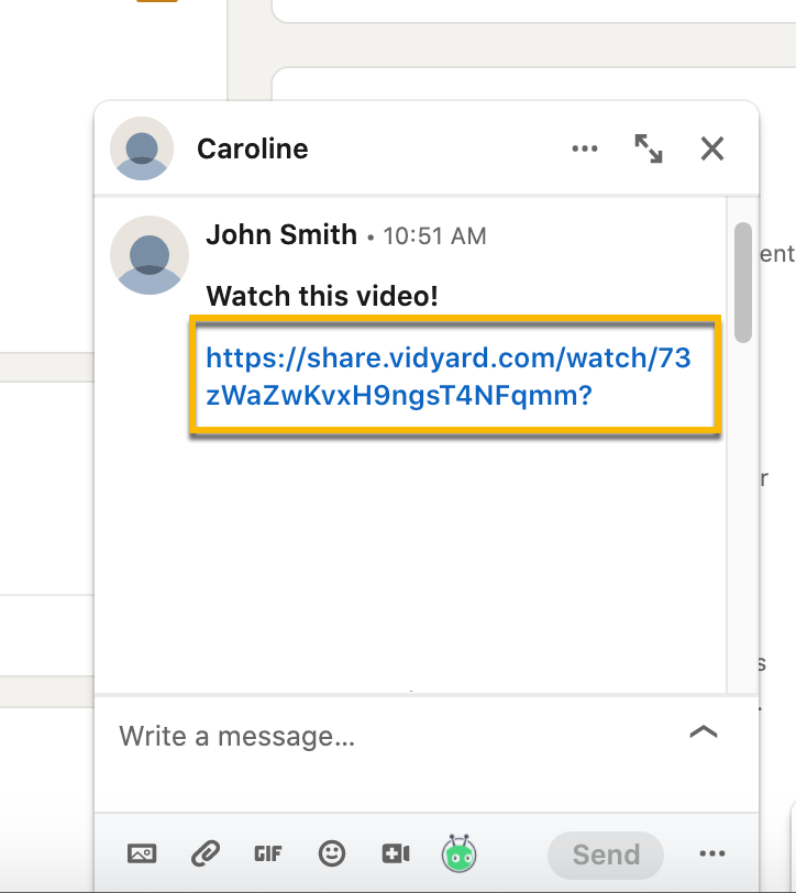 LinkedIn Inmail message to unconnected user with sharing link and no thumbnail