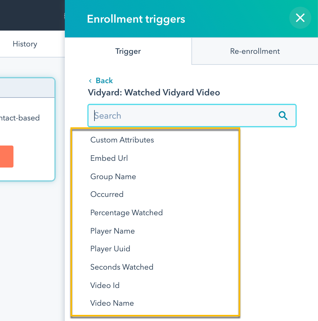 Selecting more granular, secondary filters like Player Uuid, percentage watched, or the video's embed URL
