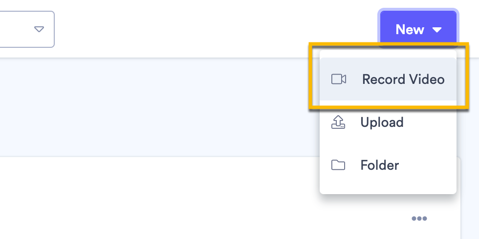 Selecting the Record Video option from your Vidyard library