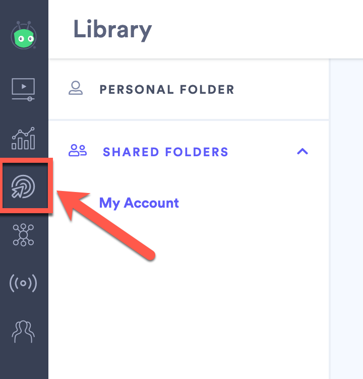 Selecting the Actions button from the main menu in Vidyard