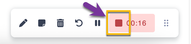 Vidyard extension recording controls with emphasis on stop button