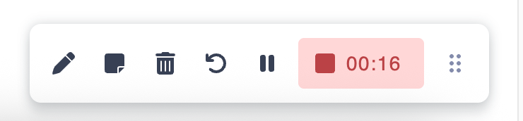 The video recording controls when capturing your screen