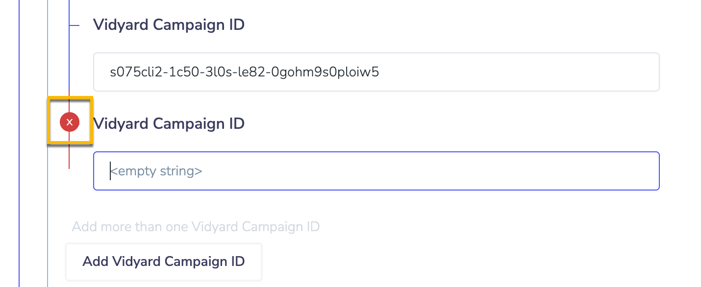 Red X beside field title to remove blank field