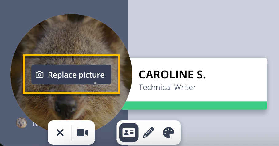 Vidyard browser extension profile picture showing option to replace image when hovering over 