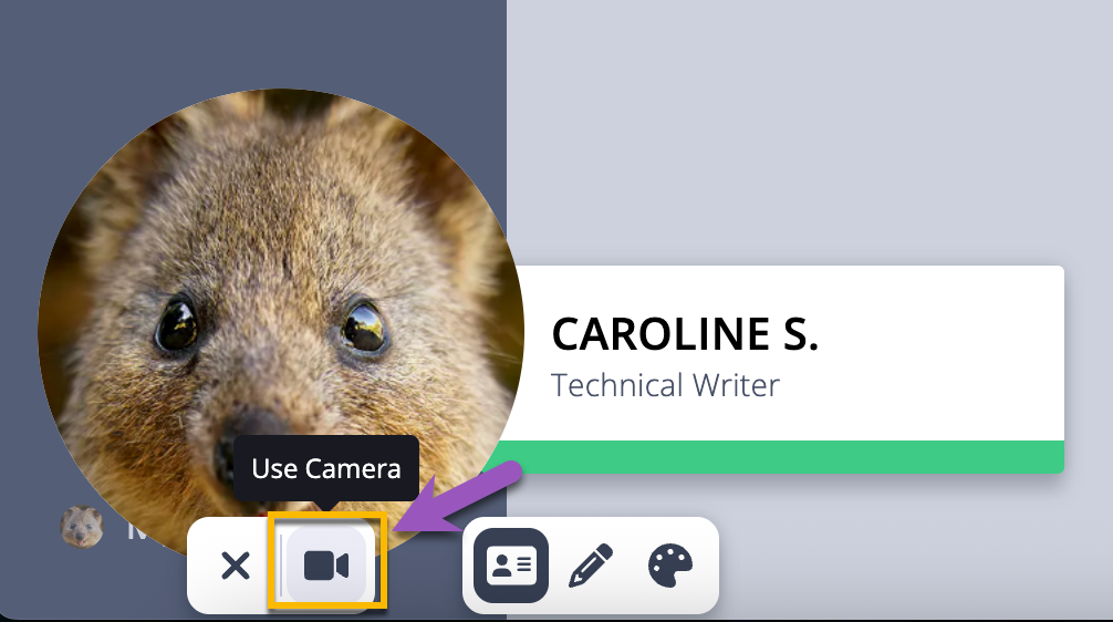 Vidyard browser extension profile picture with option to change back to using your camera bubble selected