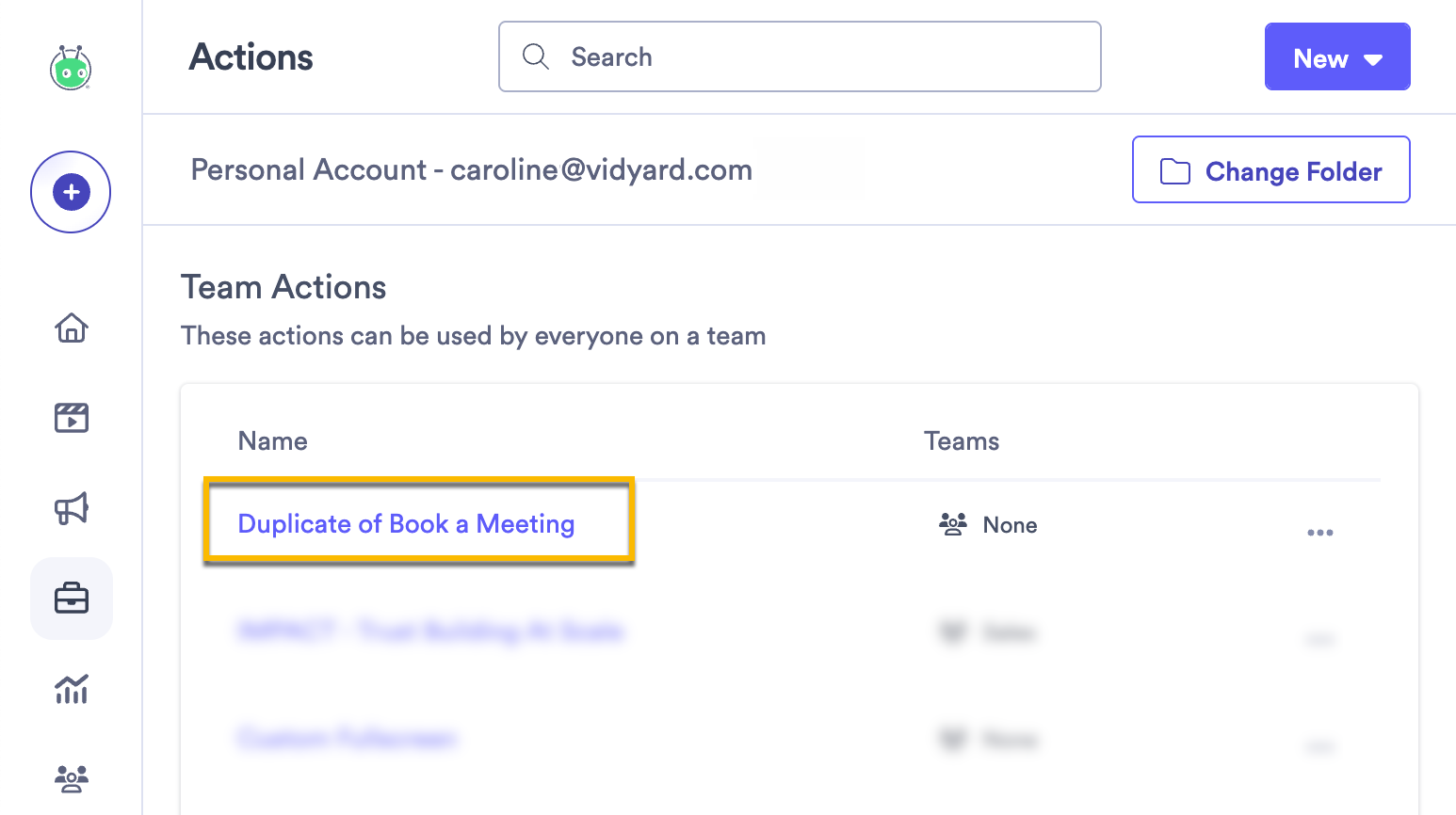 Example of duplicated Action with duplicate name