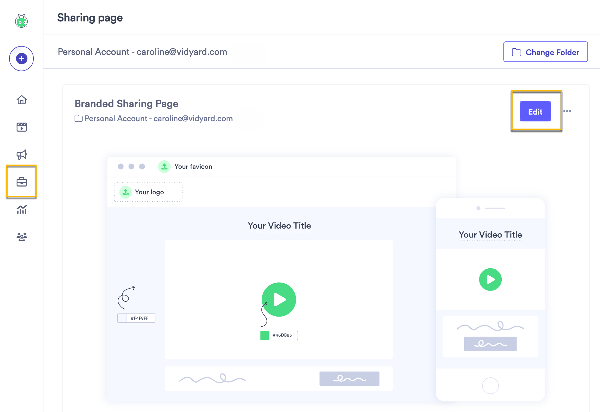 Customizing your sharing page settings in Vidyard