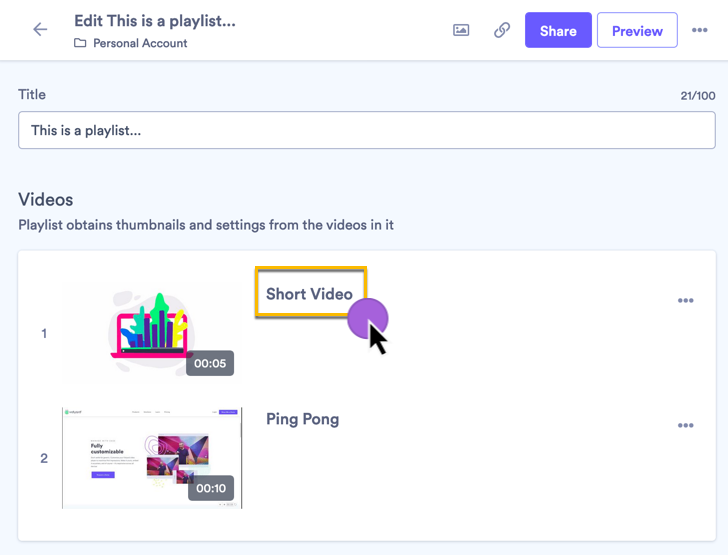 Selecting the video first video in the list to change the playlist thumbnail