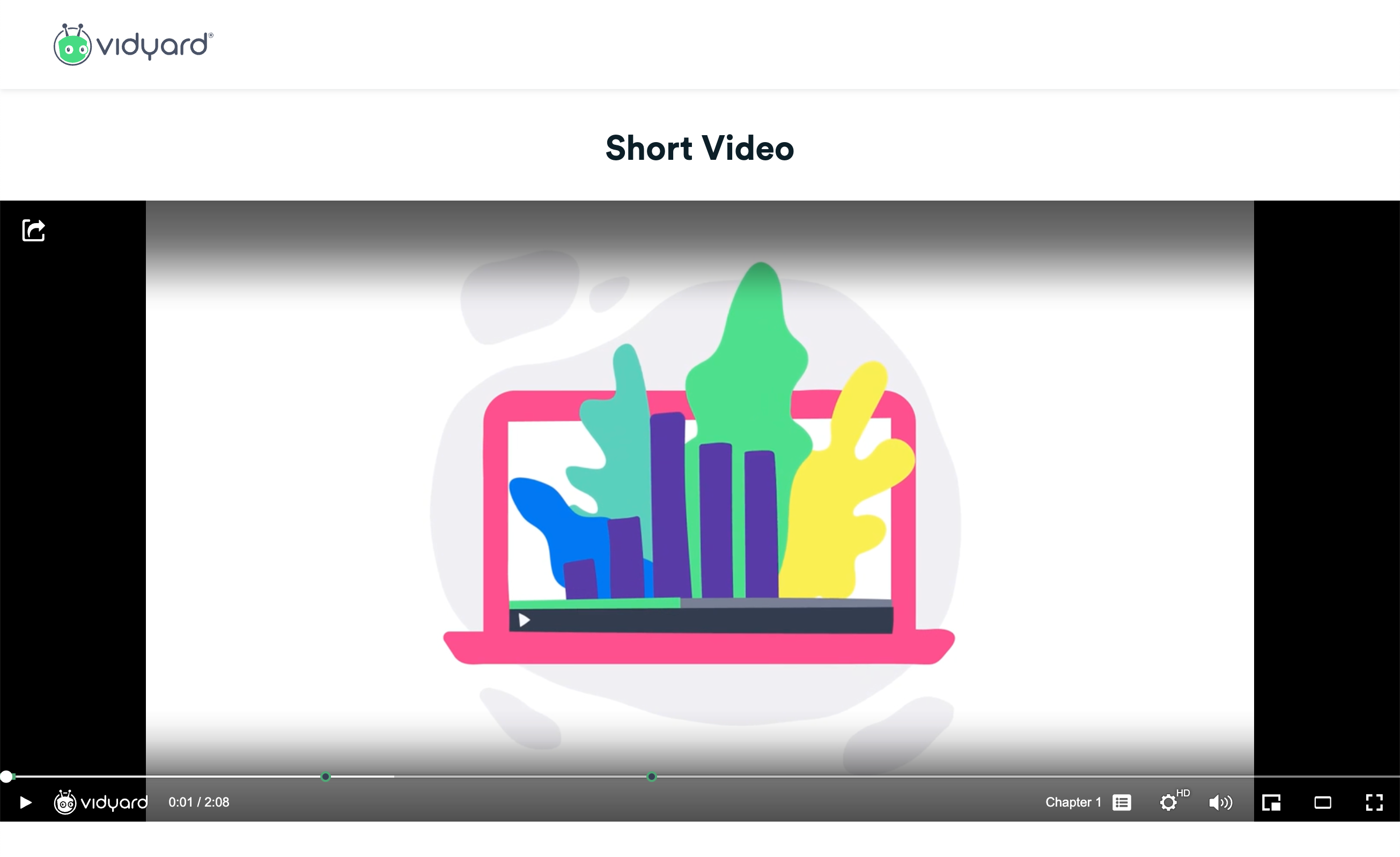 Example of Vidyard video in theatre mode stretched to fit screen width