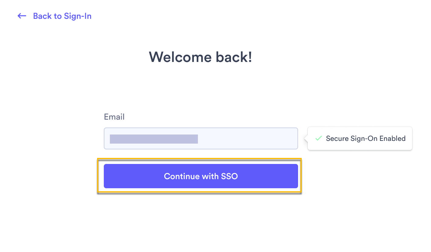 Selecting the Continue with SSO option from the Vidyard sign-in page