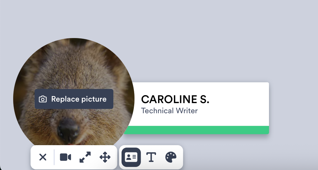 Vidyard browser extension profile picture showing option to replace image when hovering over 
