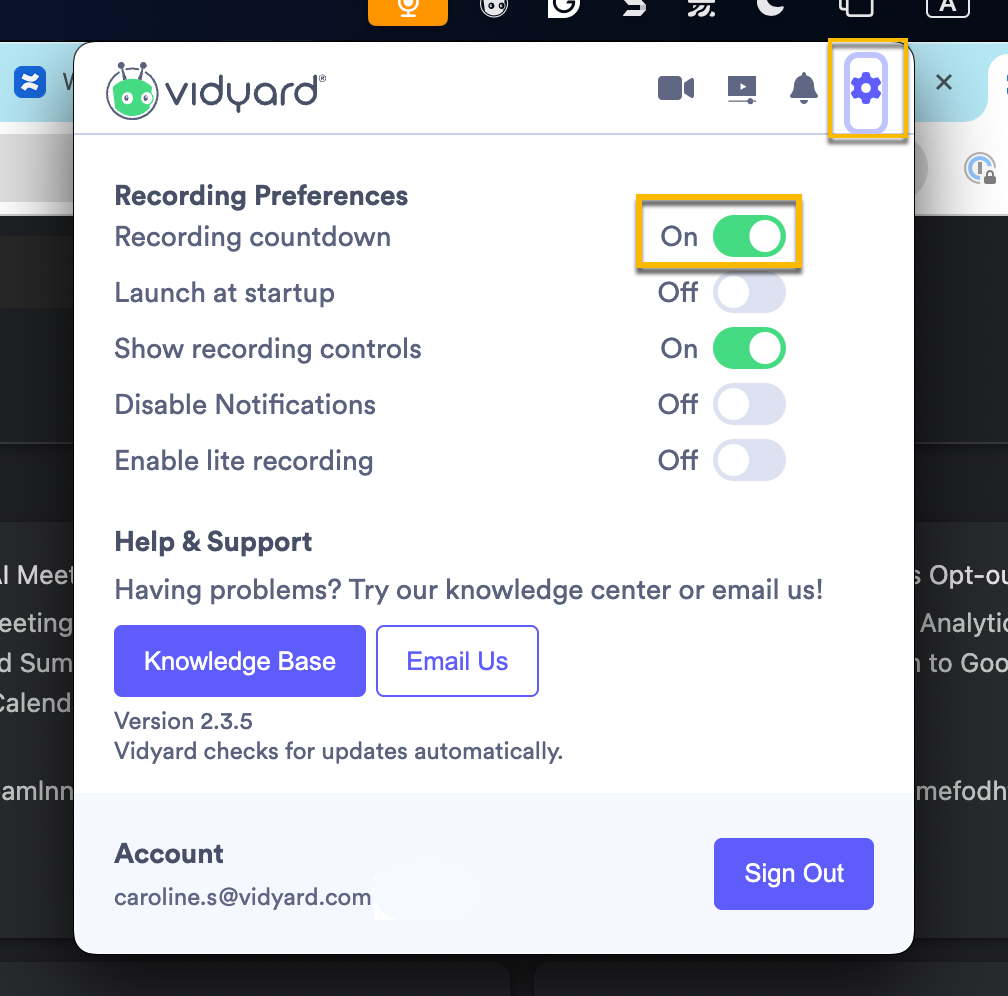 Changing your preference toggles in the desktop app