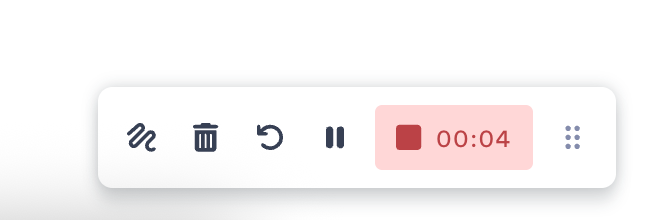 The video recording controls when recording with the browser extension