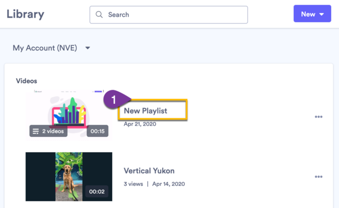 Selecting the title of a playlist in your library to open its edit page