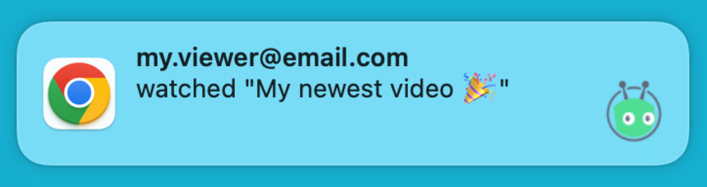 Live desktop notification for a video view