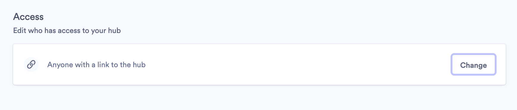 Access menu in Hub Sharing settings