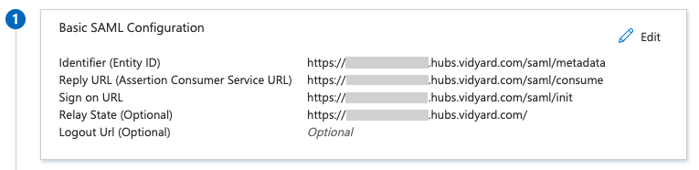 Basic SAML Configuration fields completed.