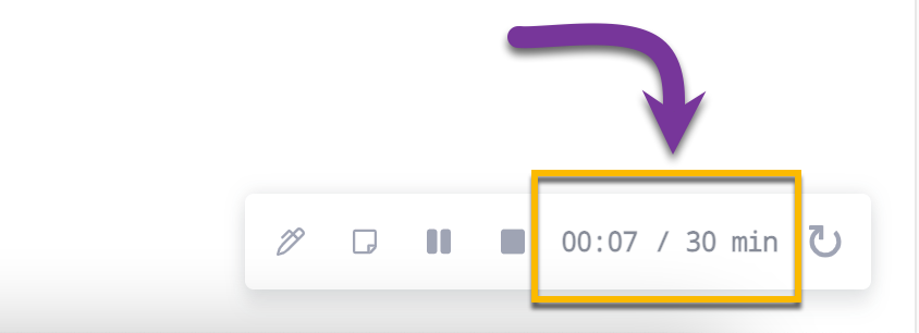 Vidyard browser extension recording controls showing time left of 30 minute limit