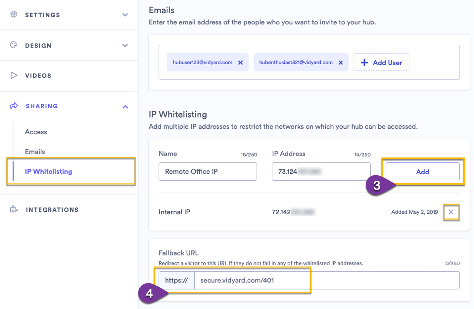 Adding an IP whitelist to your hub