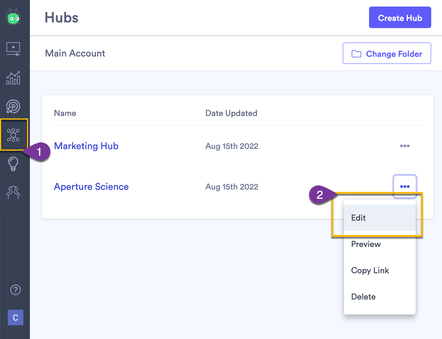 Selecting a hub to secure