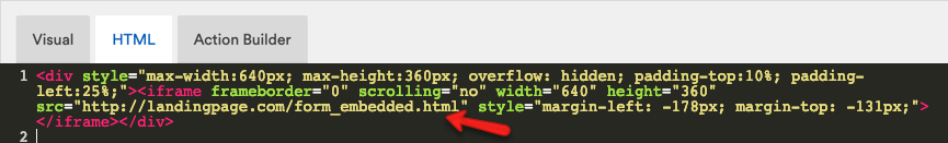 iframe code in the HTML